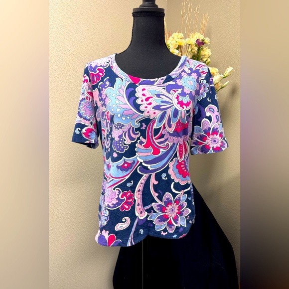 Talbots Paisley Patterned Comfort Versatile Women's Top size Medium - Picture 1 of 9
